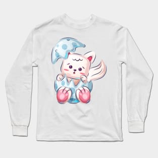 Japanese cat kitten concept art Long Sleeve T-Shirt